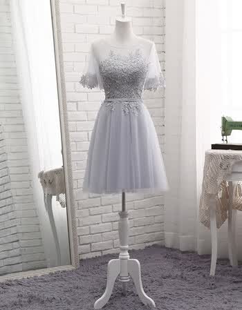 倍圆灰色姐妹团伴娘服2018新款韩版春季学生闺蜜装显瘦婚礼长款礼服女