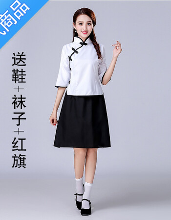 民国学生装女装五四青年装全棉民国风复古毕业班校服古装演出服 白色