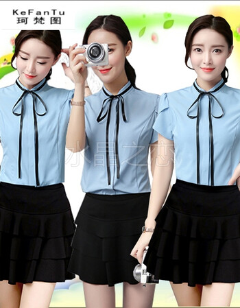珂梵图幼儿园公式园服老师夏季早教幼师面试服大初中教师服职业女裙化数学简题套装衬衫图片