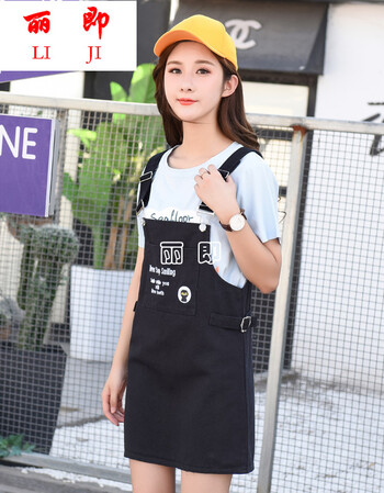 牛仔背带裙女夏韩版娇小矮个子女装00后牛仔裙小清新少女学生连衣裙
