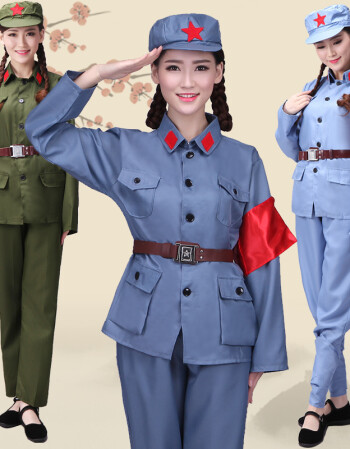 红军演出服合唱服男女八路军的衣服抗战服装军装表演服lq 假口袋长袖