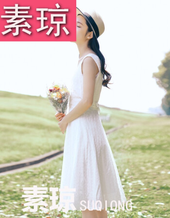 素琼夏装新款小白裙复古清新棉麻吊带裙收腰刺绣白色连衣裙学生仙女裙