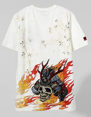 【无库存下架】oniarai鬼洗 18夏季新品 男士短袖t恤 日本蓝火焰骷髅