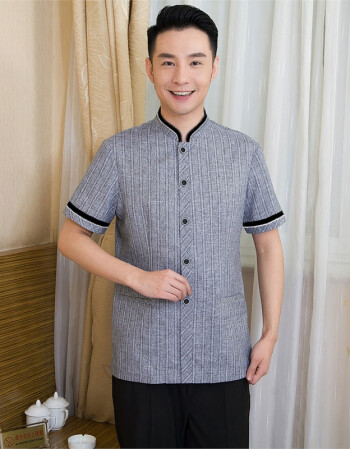 保洁服短袖棉 酒店宾馆物业保洁员工作服夏装客房服清洁制服 男灰 l