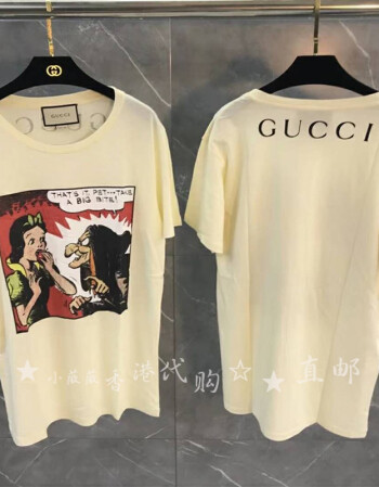 代购gucci古奇短袖男士t恤女装猫咪小猪佩奇涂鸦情侣装同款 白雪公主