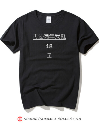 ins超火的短袖t恤男带字t恤潮流女t桖再过两年我就18了热天衣服 xc再