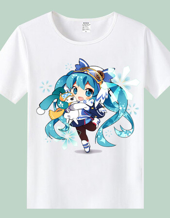初音未来t恤夏季男女短袖卡通动漫周边衣服千本樱/镜音双子雪初音