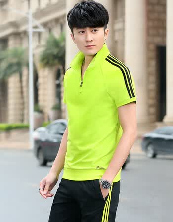 套装男夏季短袖男士休闲套装2018新款跑步运动服套装男夏 男款绿色 女