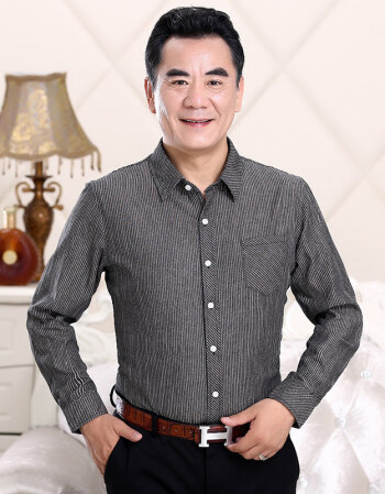 南极人男士长袖衬衫春季薄款40-50岁中年爸爸装商务免烫正装衬衣 njr