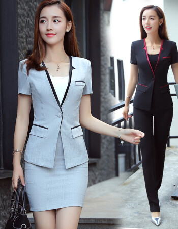 2018夏季新款酒店经理工作服女前台收银服务员职业装女西装美容院空姐