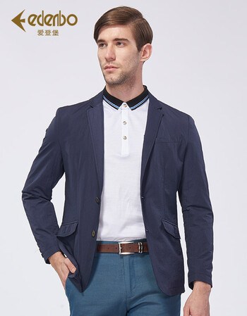 【品牌清仓】爱登堡西服男士小西装韩版潮男装修身休闲薄外套 蓝色
