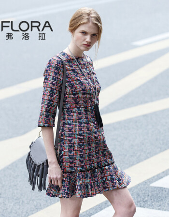 弗洛拉/flora 2016春夏新款欧洲站女装复古连衣裙女中长款中袖公主裙