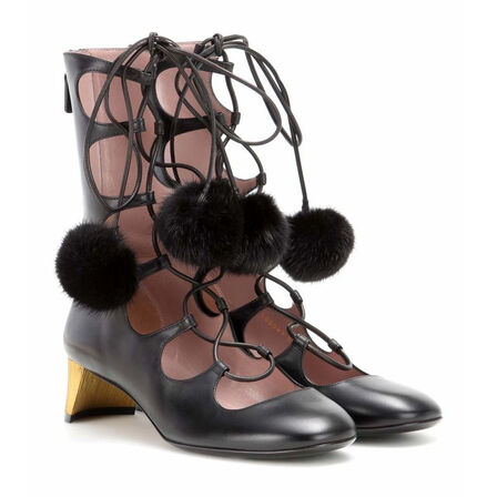 古驰(Gucci)女鞋 Heloise 精饰绑带皮质短靴 图片色 35【图片 价格 品牌 报价】-京东