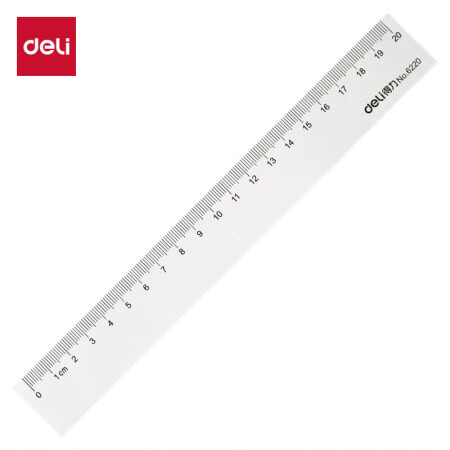  得力(deli)20cm办公通用直尺 考研高考中考测量绘图尺子 办公用品 6220元旦礼物