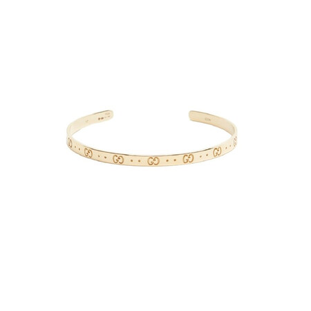 gucci/古驰女士金色gglogo雕刻18k金缺口手镯手环 荧光色 均码