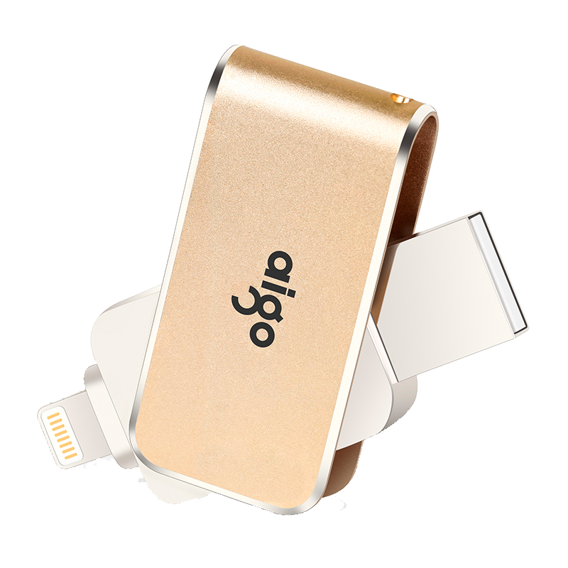 爱国者（aigo）64GB  Lightning USB3.0   苹果U盘 U360 金色 苹果官方MFI认证 手机电脑两用