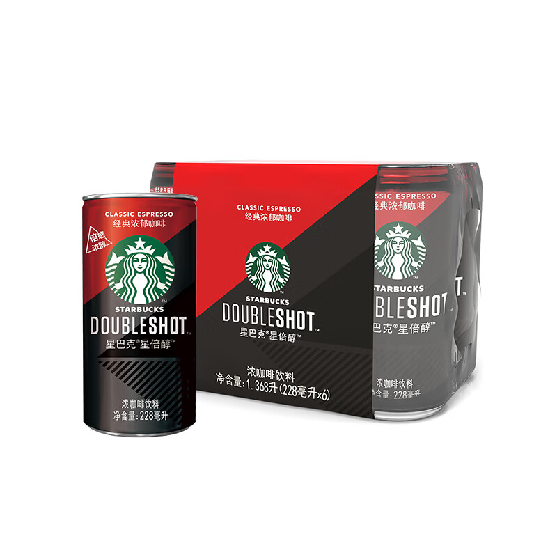星巴克（Starbucks）星倍醇 经典浓郁咖啡味 咖啡饮料 228ml*6罐分享装