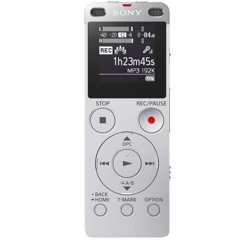 索尼（SONY）录音笔ICD-UX565F 8GB 银色 智能降噪支持音频线转录 专业线性录音模式 商务学习采访