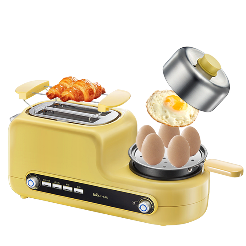 小熊（bear）烤面包机多功能多士炉家用2片早餐机吐司加热机三明治机带煎锅煮蛋蒸蛋煎蛋DSL-A02Z1