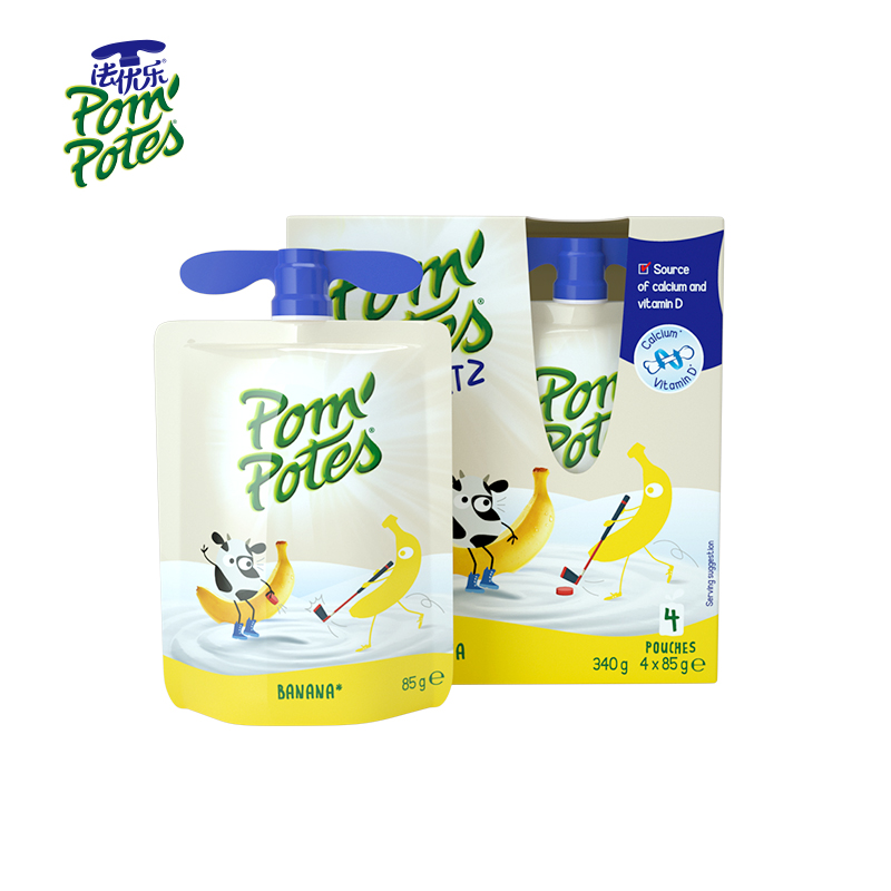 法优乐(Pompotes) 法国原装进口酸奶 常温儿童酸奶 牛奶 宝宝零食 非果泥 香蕉口味85g*4袋