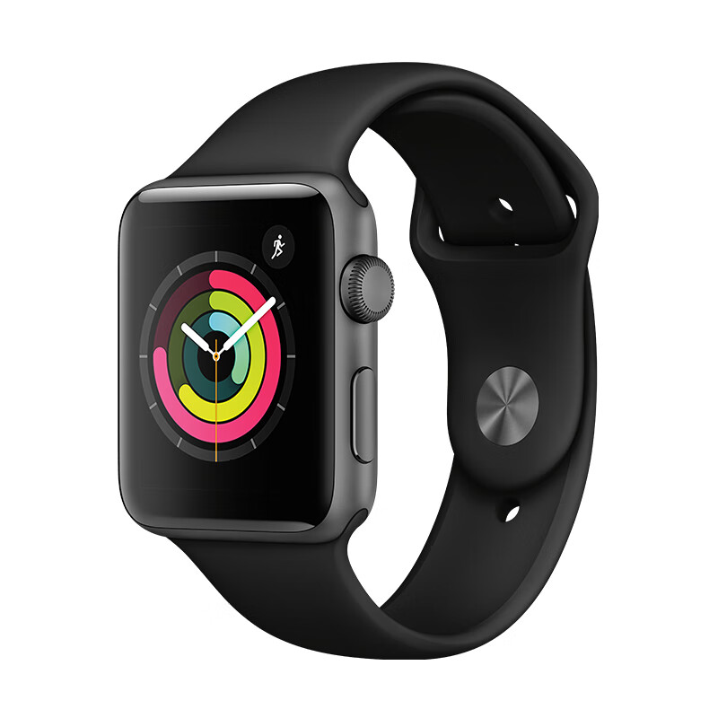 Apple Watch Series 3苹果智能手表（GPS款 38毫米 深空灰色铝金属表壳 黑色运动型表带 MTF02CH/A）