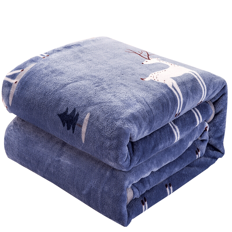 南极人 毛毯家纺 加厚云貂绒毛毯 空调毯子毛巾被 办公室午睡四季盖毯 麋鹿 100*140cm