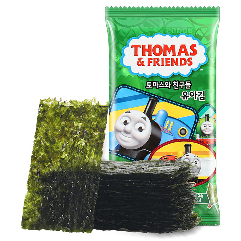 小火车Thomas 韩国进口  宝宝零食儿童海苔片香脆海味即食紫菜 橄榄油海苔 21g