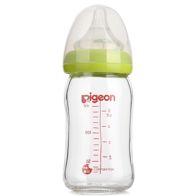 贝亲(Pigeon)宽口径玻璃奶瓶 160ml  婴儿奶瓶 自然实感SS码宽口奶嘴AA72(绿色)
