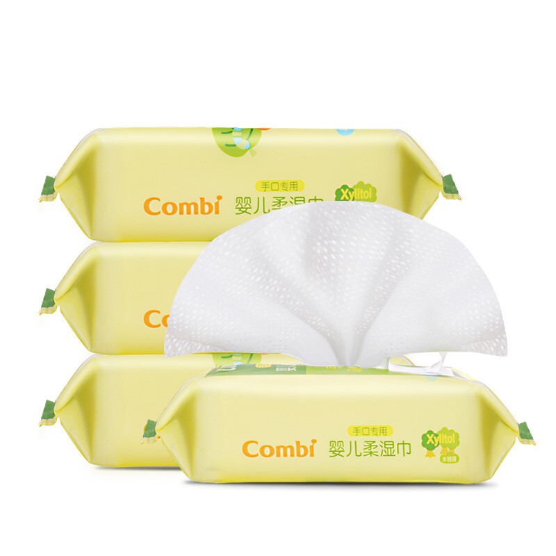 康贝（Combi)手口专用婴儿柔湿巾25片*4纸巾