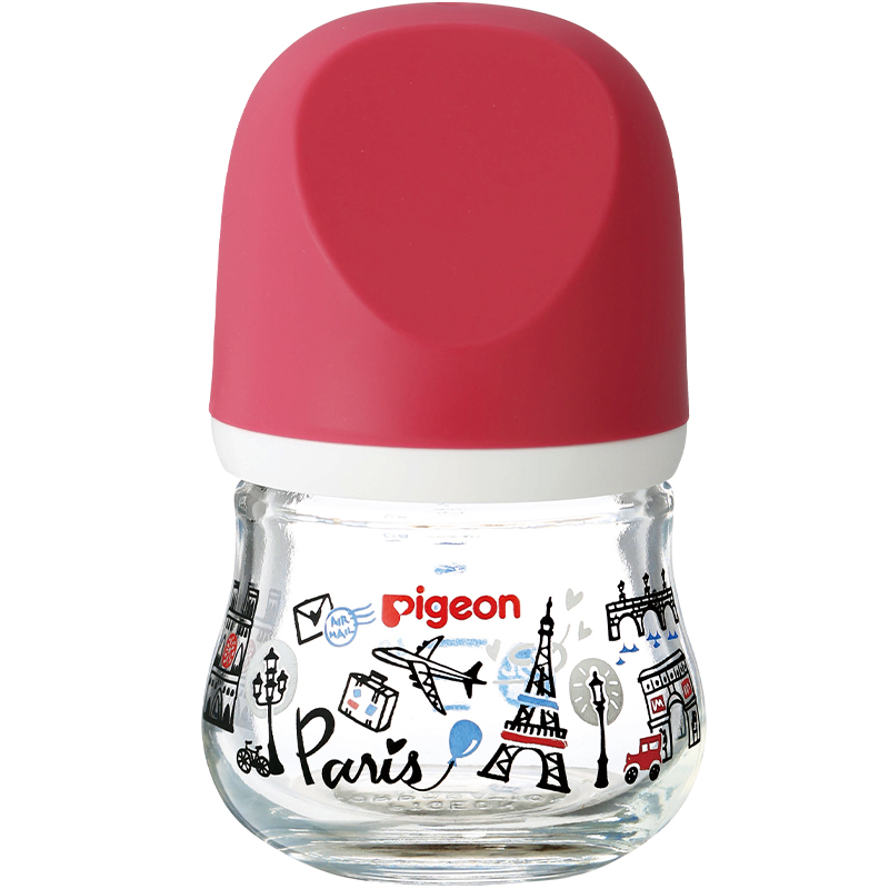 贝亲 (Pigeon) 奶瓶 玻璃奶瓶 新生儿 宽口径玻璃奶瓶 婴儿奶瓶 臻宝奶瓶 80ml（巴黎） 自然实感SS码奶嘴
