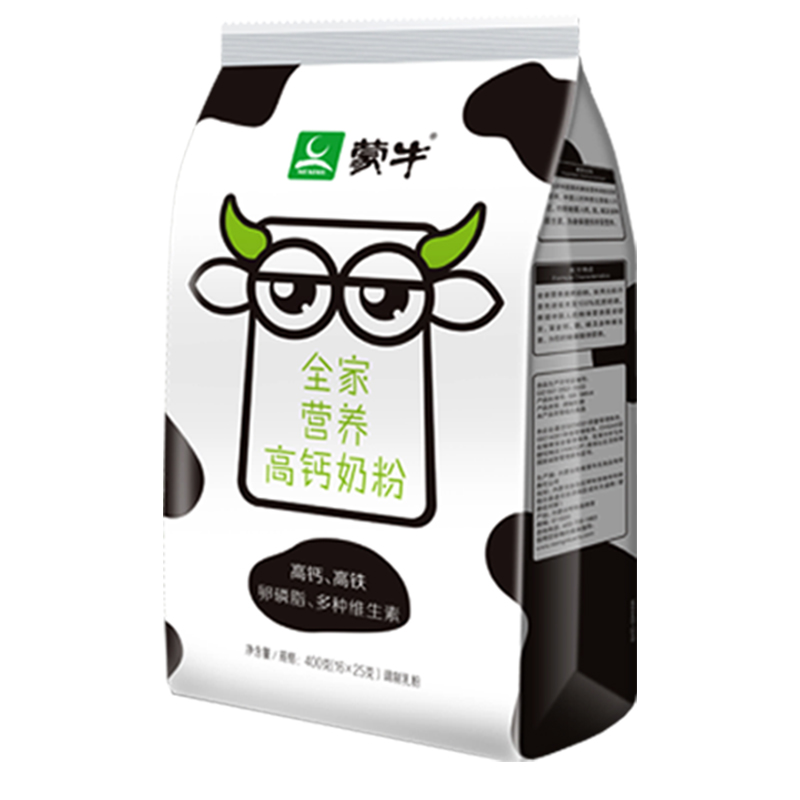 蒙牛 全家营养高钙奶粉 400g（便携条装）成人奶粉