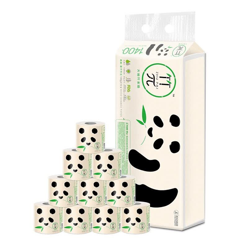 心相印 竹派竹π竹浆本色纸卷纸140克10粒装3层