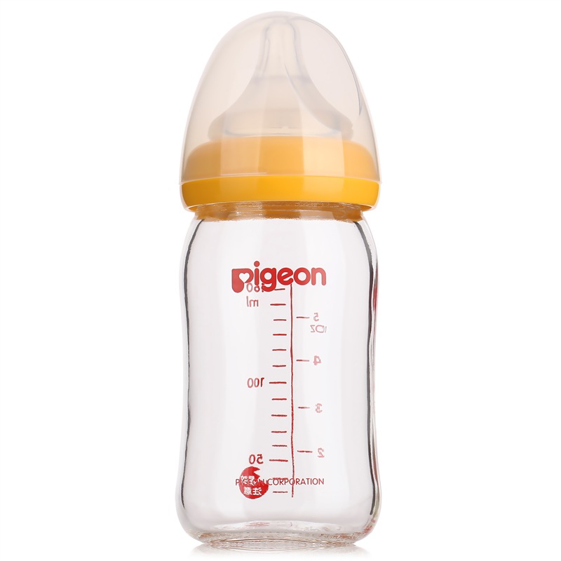 贝亲(Pigeon)宽口径玻璃奶瓶 160ml 婴儿奶瓶 自然实感SS码宽口奶嘴(黄色) AA73