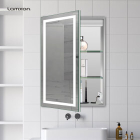 莱姆森（Lamxon） 欧式智能防雾镜柜卫生间镜柜镜箱置物柜壁挂双面镜柜可定制尺寸 宽60*高70*厚12cm单门 无极感应
