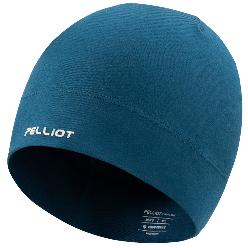 伯希和（Pelliot）[P系列]户外登山防寒帽男女美利奴羊毛帽子滑雪保暖164334001蓝 沁海蓝