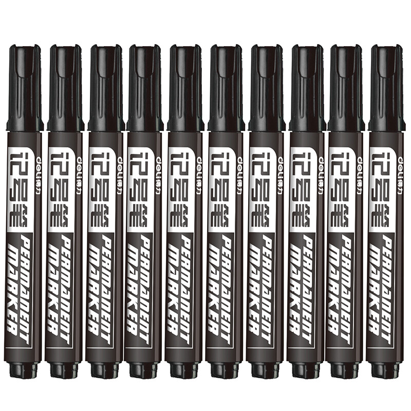 得力 6881 记号笔 1.5mm 黑 10支/盒 RC 