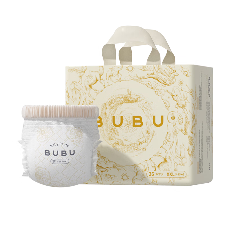 BUBU丝绸之路拉拉裤XXL码26片（14-17KG）蚕丝蛋白超薄柔软 丝绸之路拉拉裤XXL码26片