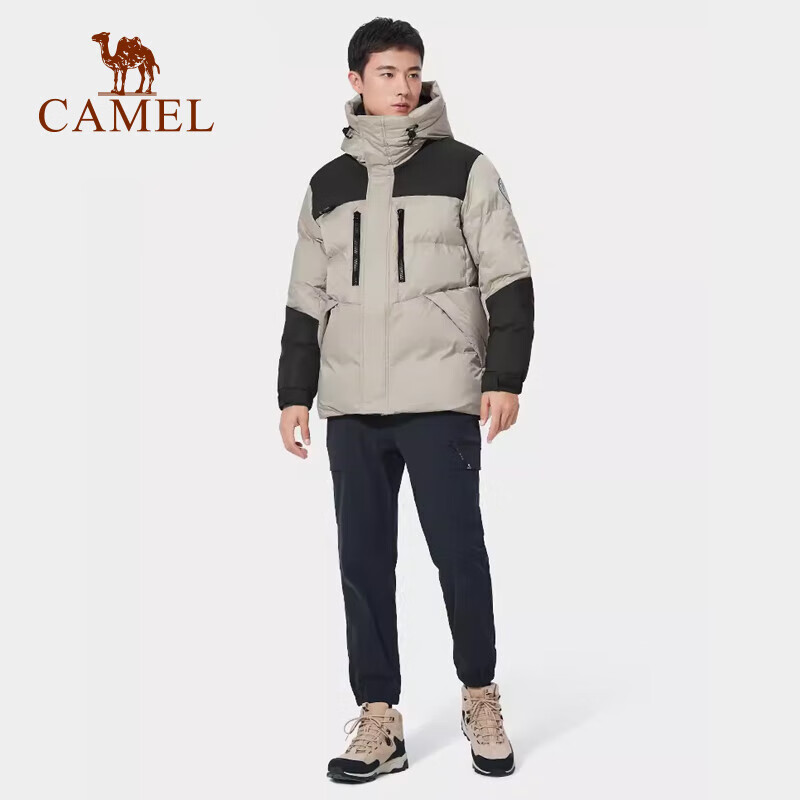 骆驼（CAMEL）户外羽绒服加厚保暖外套4032A极夜黑幻影黑男XL