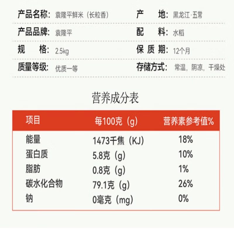 袁隆平鲜米大米 东北大米 五常长粒香大米 五常产地香米5kg/10斤