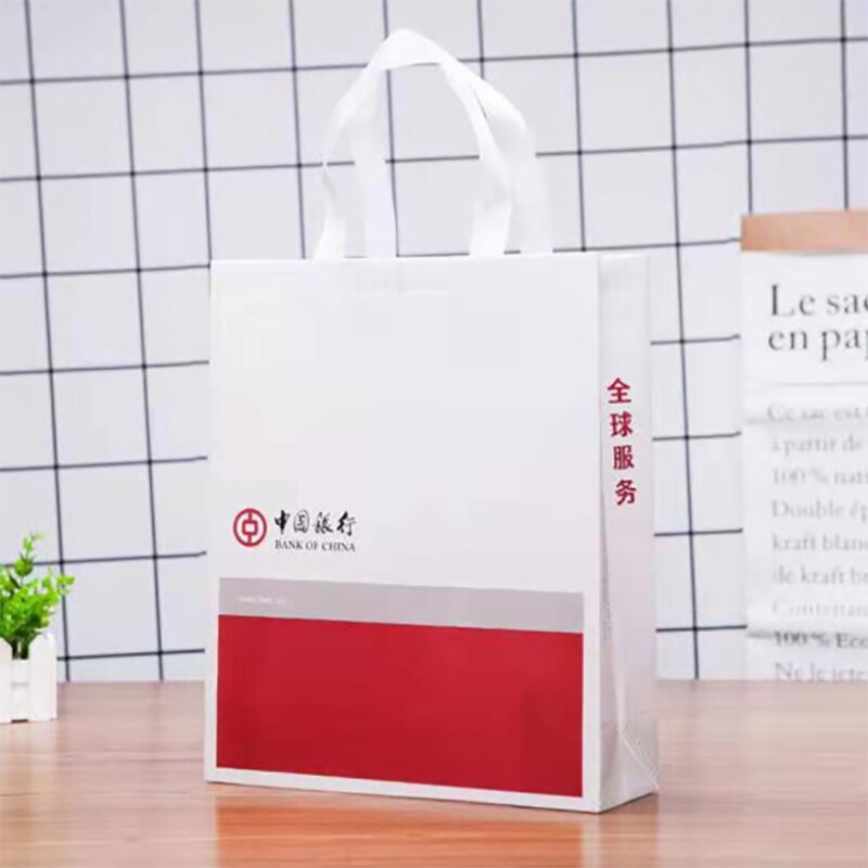 鲁凤来. 收纳袋90克新料覆膜无纺布袋银行专版手提袋广告宣传袋100个    