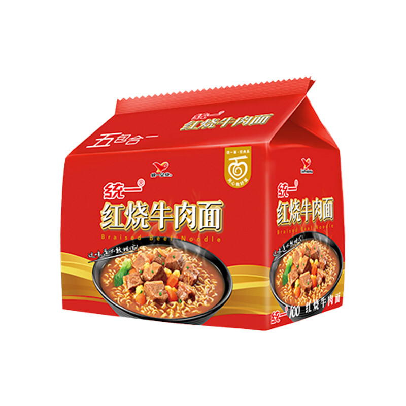 统一红烧牛肉面 五合一 100g*5袋装 方便面泡面 【经典红烧】红烧牛肉五连包