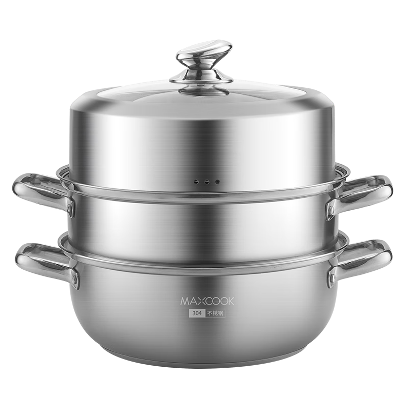 美厨（maxcook）蒸锅 304不锈钢二层蒸锅火锅汤蒸锅30CM 燃气电磁炉通用MCZ2044 二层 30cm