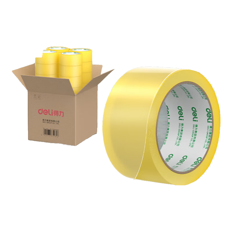 得力(deli)高品质透明黄封箱胶带打包 60mm*100y*48μm  24卷整箱装 封箱器 办公用品 JD420 【24卷爆款】60mm*100y*48μm