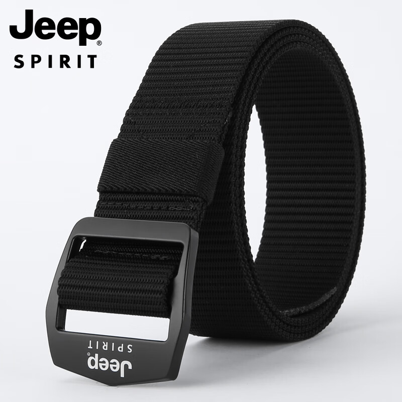 JEEP SPIRIT吉普皮带男士帆布腰带平滑扣中青年尼龙布休闲百搭裤带生日礼物