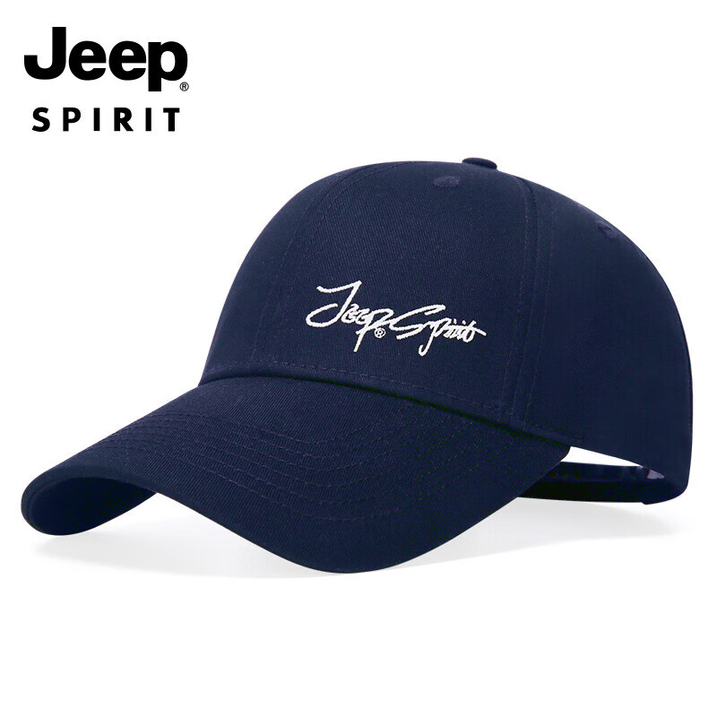 吉普（JEEP）帽子男四季款棒球帽时尚潮流刺绣鸭舌帽男女士百搭帽子A0384 深蓝均码 （56-61CM）可调节
