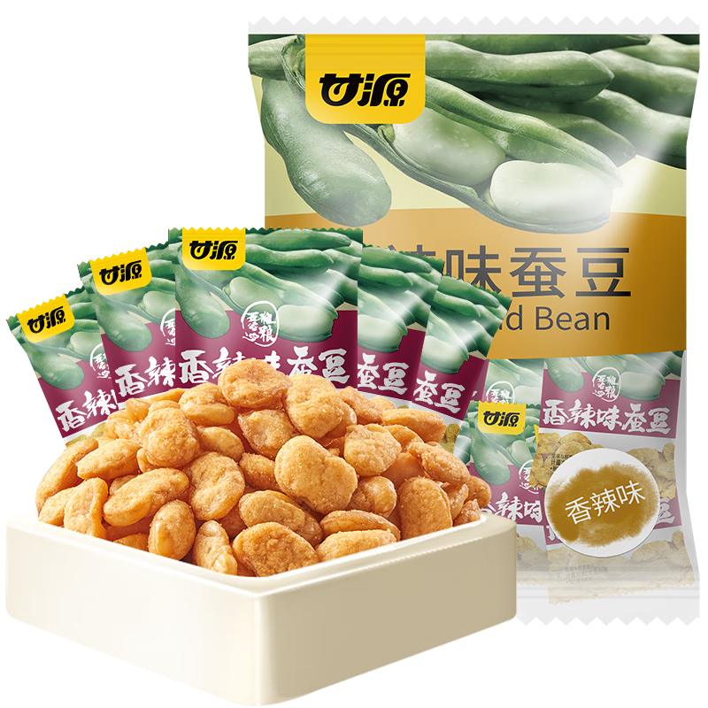 甘源 香辣味蚕豆休闲零食坚果炒货特产小吃食品蚕豆瓣量贩大包500g 香辣味 500g 1袋 