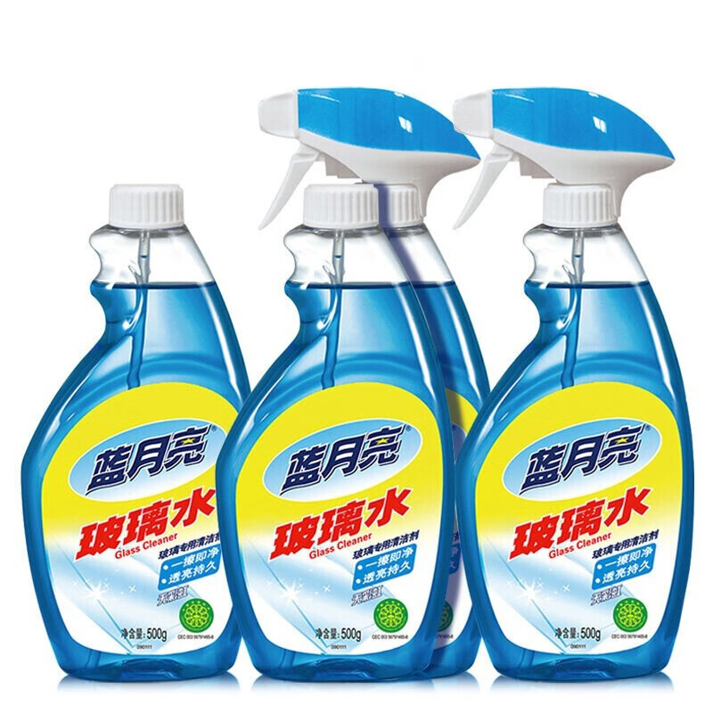 蓝月亮 玻璃水玻璃清洁剂 500g瓶*2+500g补充液*2 玻璃表面清洁 500g 4瓶 