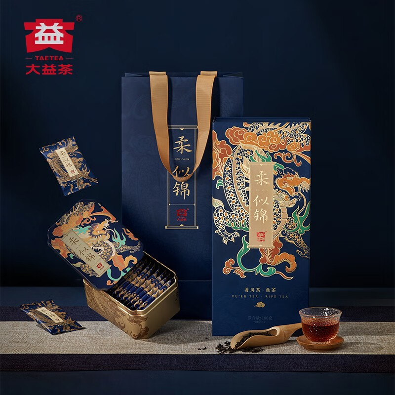 大益  柔似锦熟茶礼盒180g