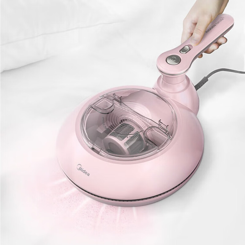 Midea 美的 除螨仪 手持家用大吸力除螨机 床上去螨虫 UV-C杀菌除螨吸尘神器 冰莹粉 MT3 
