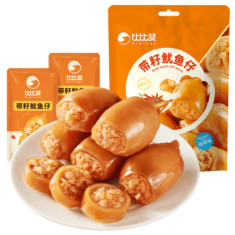 比比赞（BIBIZAN）带籽鱿鱼仔烧烤味292g网红海鲜熟食办公室解馋小吃休闲零食品 【超值囤货】带籽鱿鱼仔292g